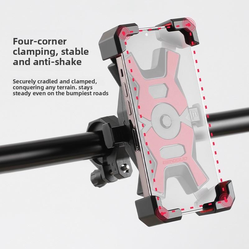 Mountain Bike Smartphone Holder Abs Stainless Steel Shockproof Navigation Mount For Cycling Enthusiasts