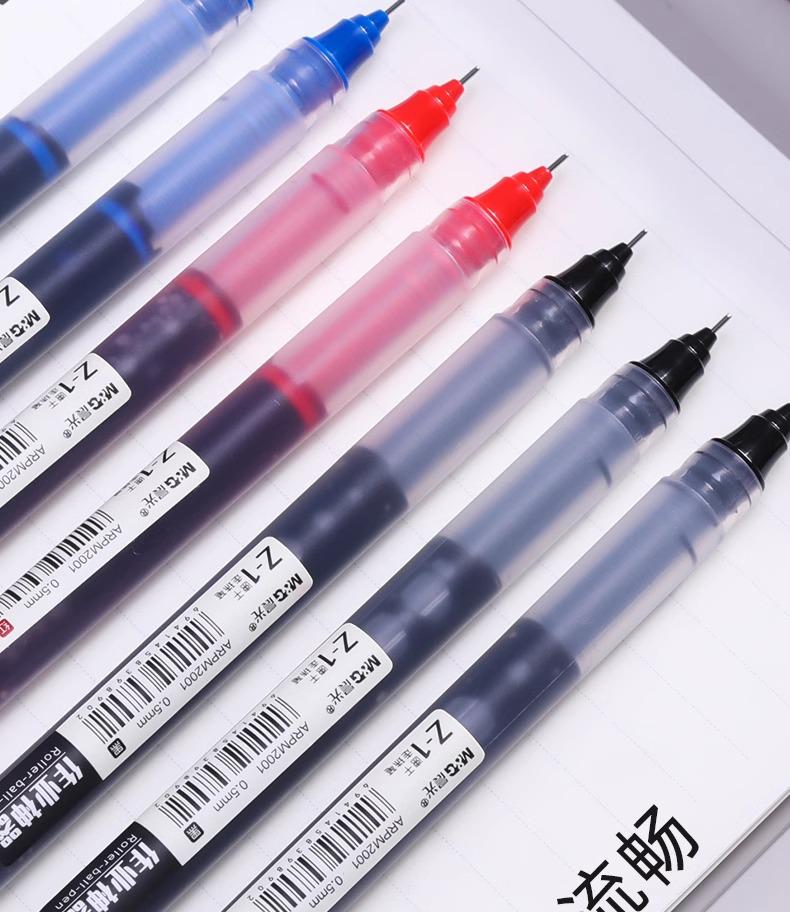 M&GM2001 Quick-Drying Rollerball Pen 0.5mm, Full Needle Tube, Large Capacity, Ideal for Student Exams.