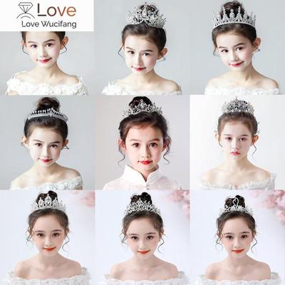 Fashion Gold Silver Color Crystal Crowns For Kids Child Girls Pearls Tiaras Diadems Wedding Hair Accessories Bridal Jewelry