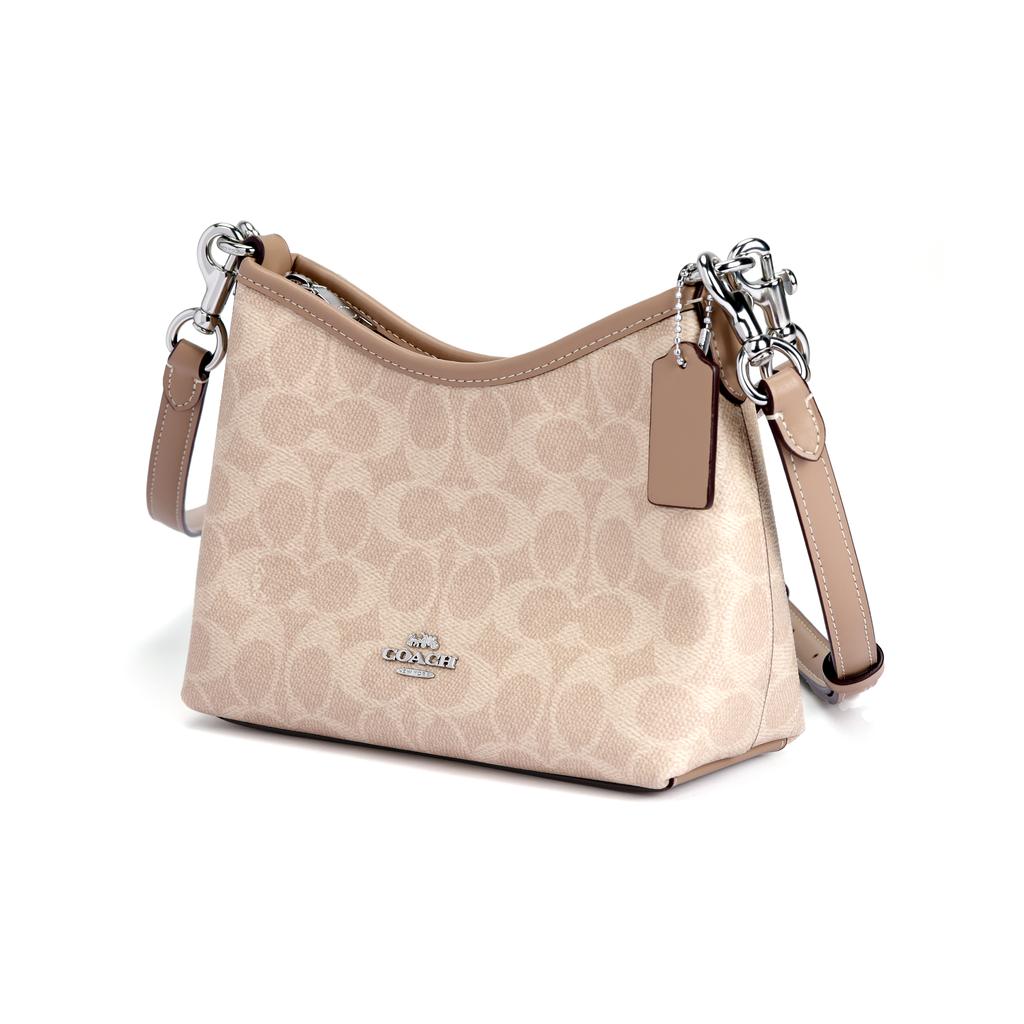 Coach Laurel 19 Coated Canvas Handbag Women Handbags Silver Beige CBH15-SVPWH