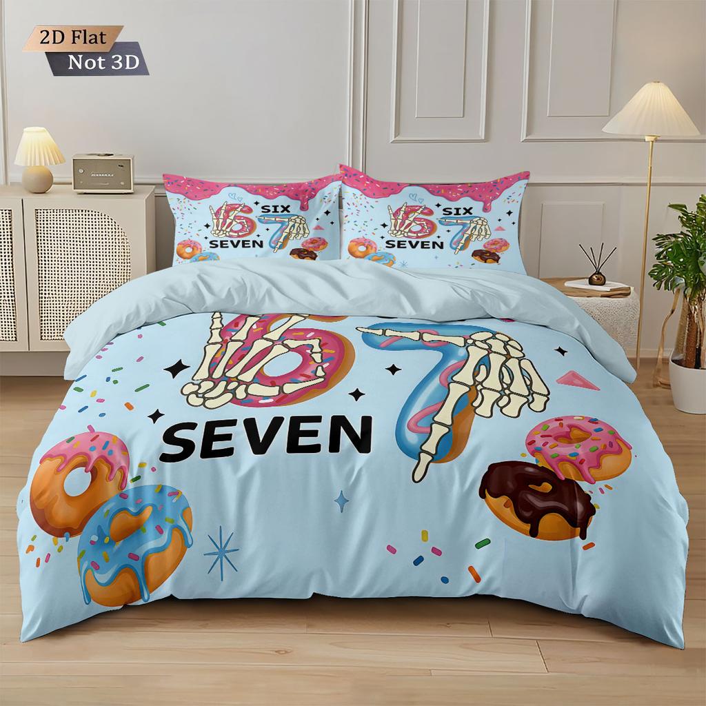 3Pcs Ice Cream 67 Element Printed Down Duvet Cover Set, Multi Size Bedroom Bedding Decoration, Machine Washable