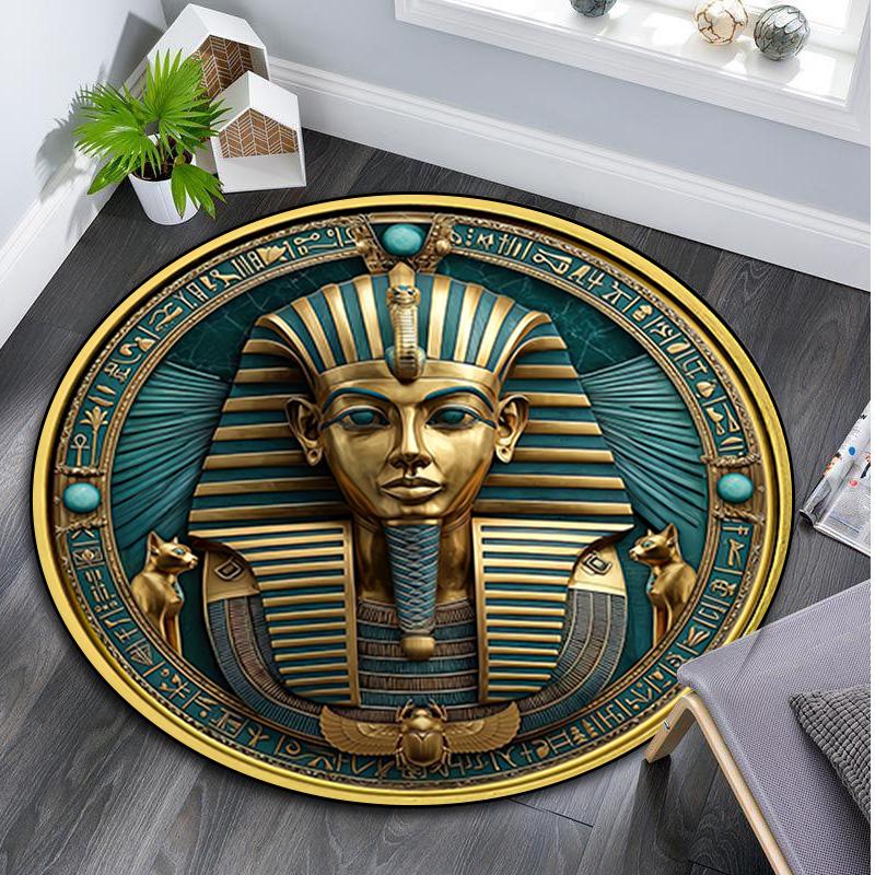 Egyptian symbolism Compass Circular Rug - Office Decorative Carpet For Living Room Bedroom Door Mat Floor Rug Computer Chair Area Rug