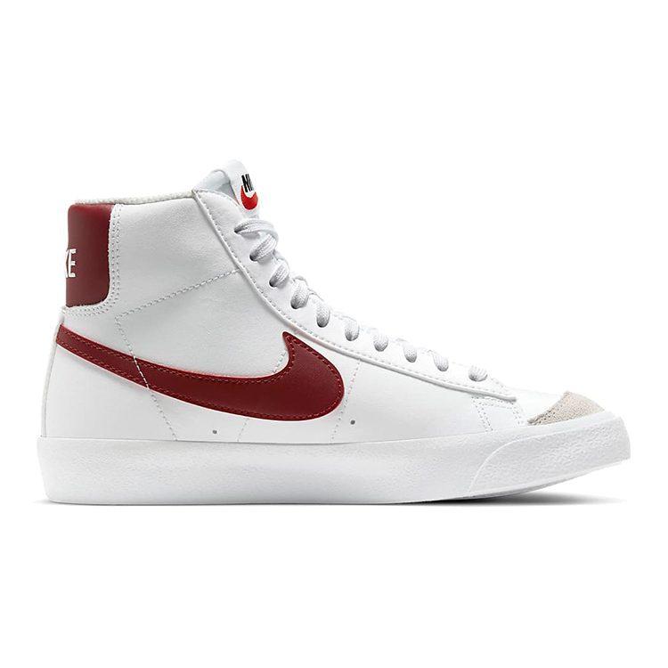 Nike Blazer Mid 77 Slip Resistant Cushioning Abrasion Resistant Mid top Skateboard Shoes White Red Unisex DA4086-102