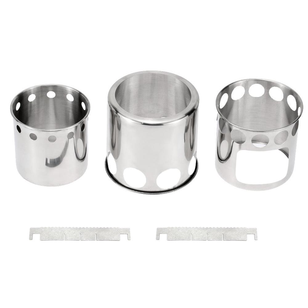 Portable Camping Combo Wood Burning Stove & Cooking Pot Set Fishing Hiking