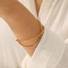 Wholesale Western Style 18K Gold Stainless Steel Line Cross Open Bangle, Minimalist Versatile Titanium Steel Bracelet