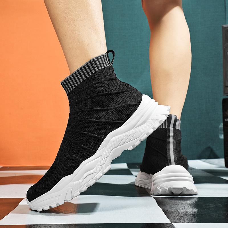 Large size fly-woven shoes casual shoes high-top couple shoes socks sports breathable shoe size