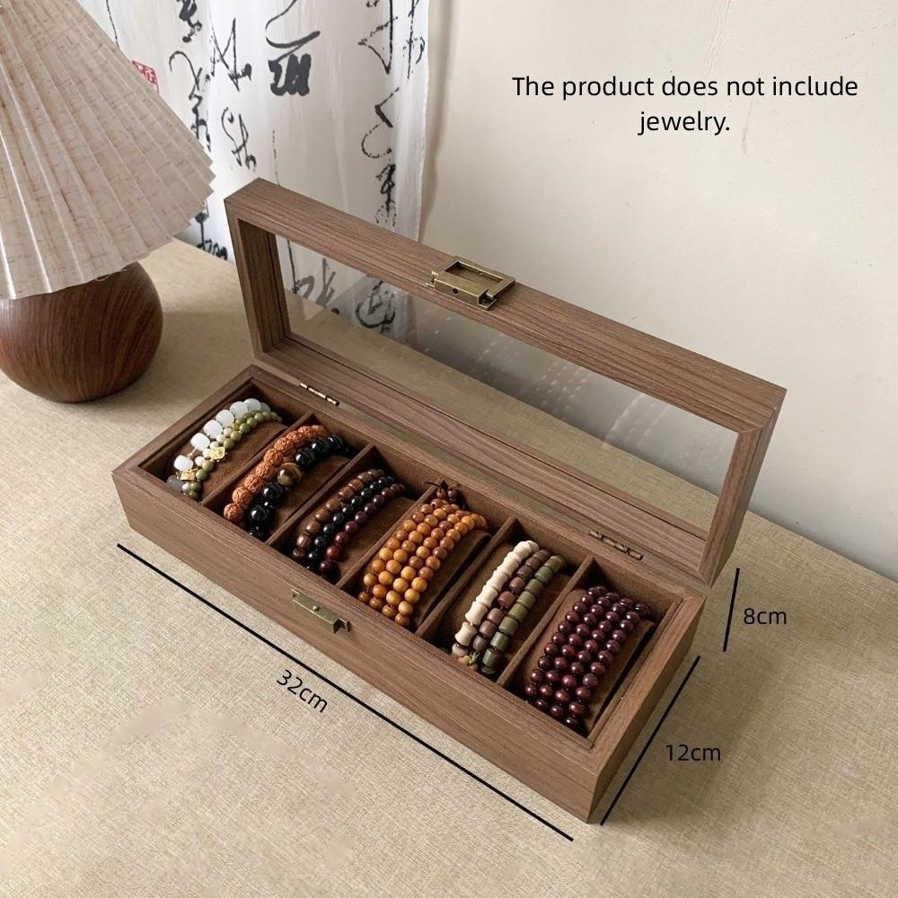 Wooden Bead Bracelet Storage Box Large Capacity Bracelet Display Case Ring Watch