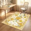 Golden Floral Elegance Theme Soft Crystal Velvet Rug Custom Name & Text Print Non Slip Floor Rug for Bedroom Living Room