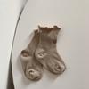 5Pairs Solid Color Ruffle Baby Cotton Socks Breathable Cute Toddle Short Tube Socks Autumn Spring Mid-calf Newborn Socks Newborn