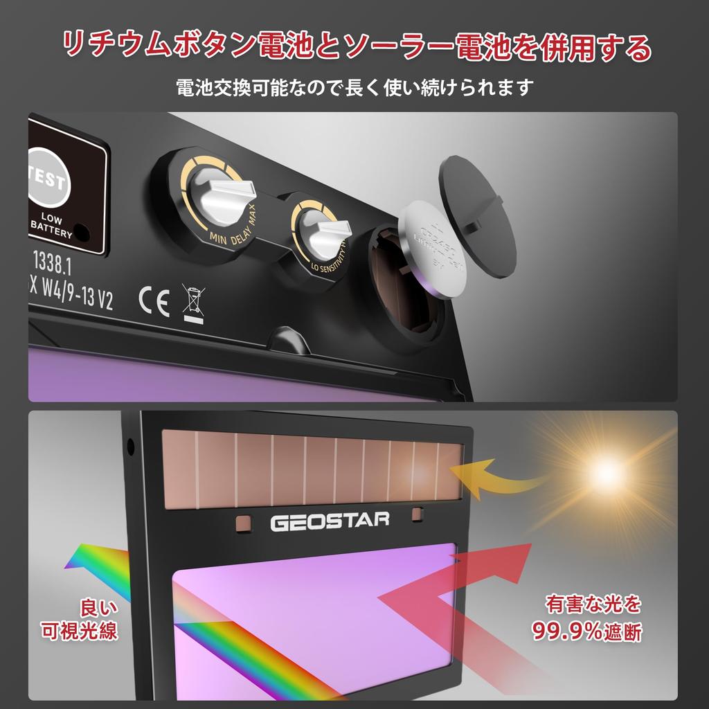 GEOSTAR Welding Helmet New LCD Welding Helmet for and ARC Solar Replaceable Shows True Colors Auto-Shading [2025 Model] Solar-Powered,