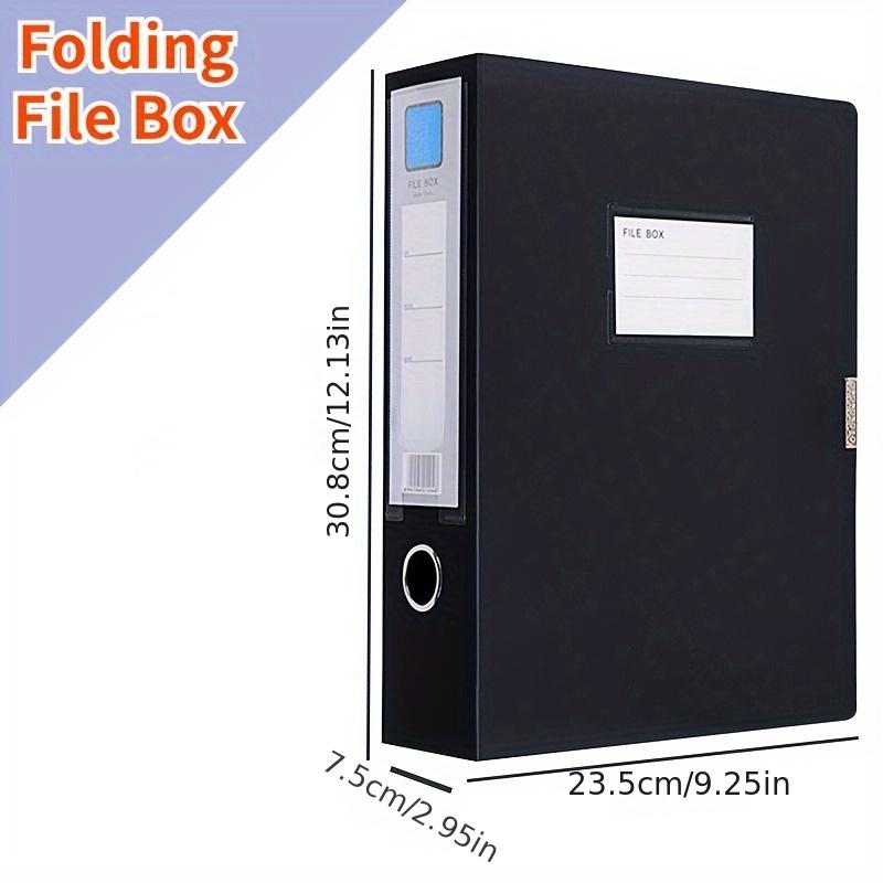 11pcs 7.5cm Blue File Box Thickened Folding Black File Box A4 Data Test Paper Storage Box Large Capacity Office Supplies