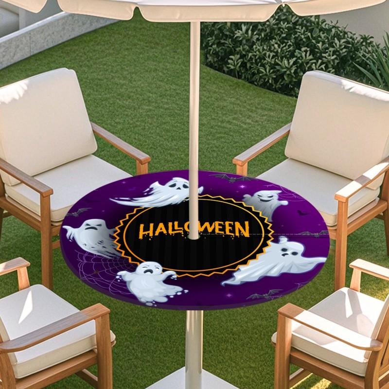 Outdoor Round Table Cover With Umbrella Hole Waterproof Elastic Edge Patio Garden Deck