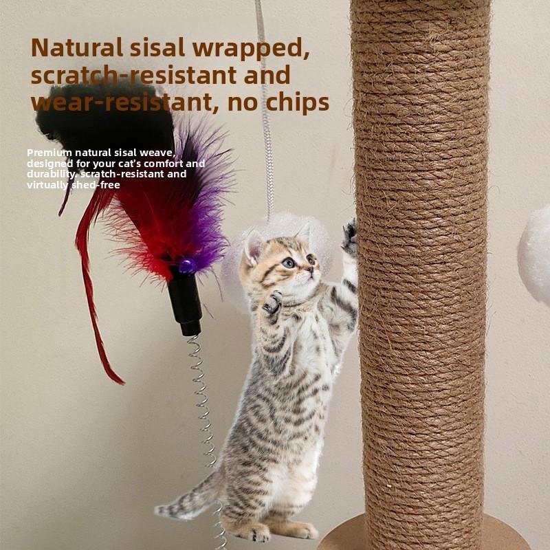 Small Sisal Scratching Post for Cats, Durable Cat Tree with Scratch Board for Indoor Cats, Pet Furniture