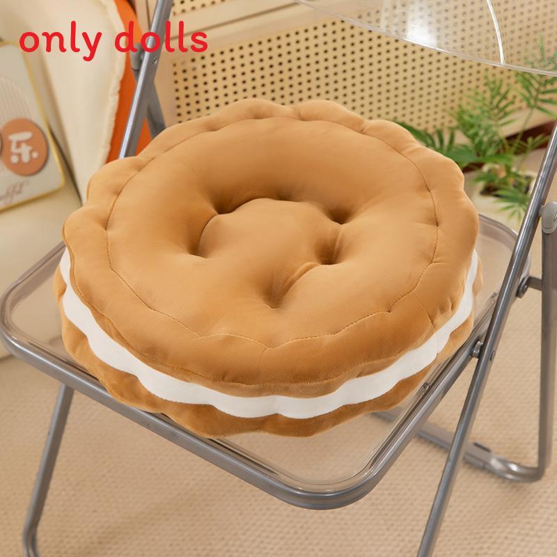 Round Plush Cookie Cushion With Pp Cotton Filling For Sofa Bed Office Napping Support