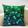 Circuit Board Pattern Design Cushion Cover Natural Linen Organic Fabric DoubleSided Printing Room Sofa Decor Pillow Case
