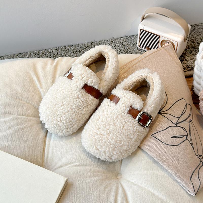 Girls' Plush Shoes 2025 Winter New Children's Shoes Girls Princess Cotton Shoes Two Cotton Plus Velvet Baby Peas Shoes