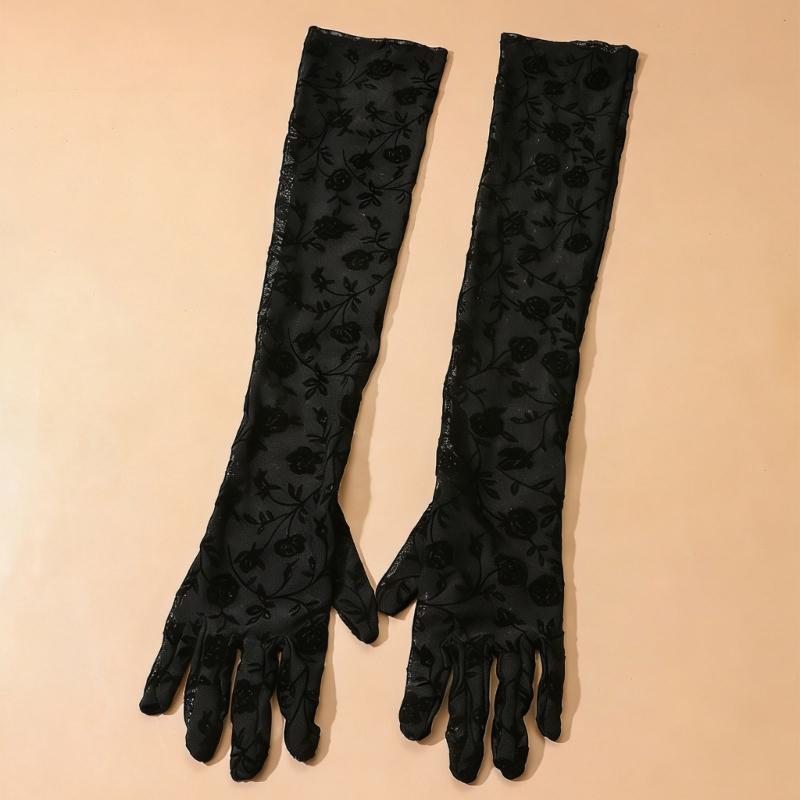 1pair Elegant Women Lace Gloves Weddings Short Gloves Elegant Flowers Gloves for Bridal Accessories