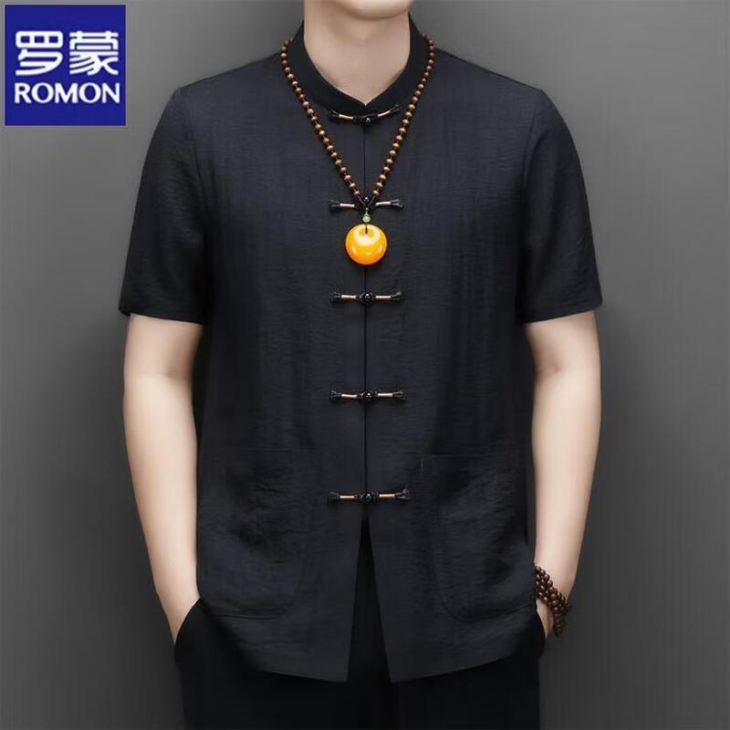 ROMON Men s Summer New Chinese Style Short Sleeve Tang Suit Shirt 175