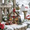 Decorative Garden Stakes for Christmas Cottage Stake, Acrylic Snowy House Yard 2D European Style Inserts Flat Winter Holiday Ornament Lawn Pathway