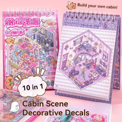 Cartoon 3D Stickers Scene Set 10 In 1 Miniature Scene Scrapbook Kit  Student