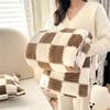 Thick Corals Fleece Grid Blanket Warm Throw for Home Travel Sturdy Machine Washable Polyester