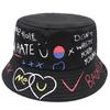 Bucket Hat Graffiti Letter Women Men Fishing Fisherman Hat Summer Outdoor