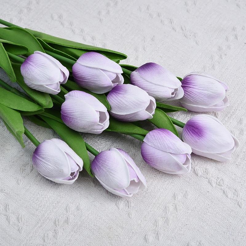10pcs Simulation Plant PU Tulips Fake Flowers El Wedding Decorative Pink Tulip Branch Home Decoration Artificial Flowers