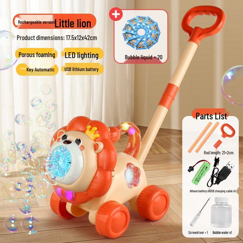 2025 Handheld Automatic Bubble Machine Toy for Kids – Outdoor Push Cart Bubble Blower