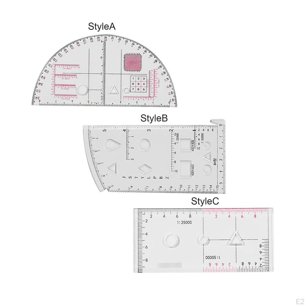 Acrylic Geographic Coordinate Ruler Transparent with Latitude and Degrees School Measuring for