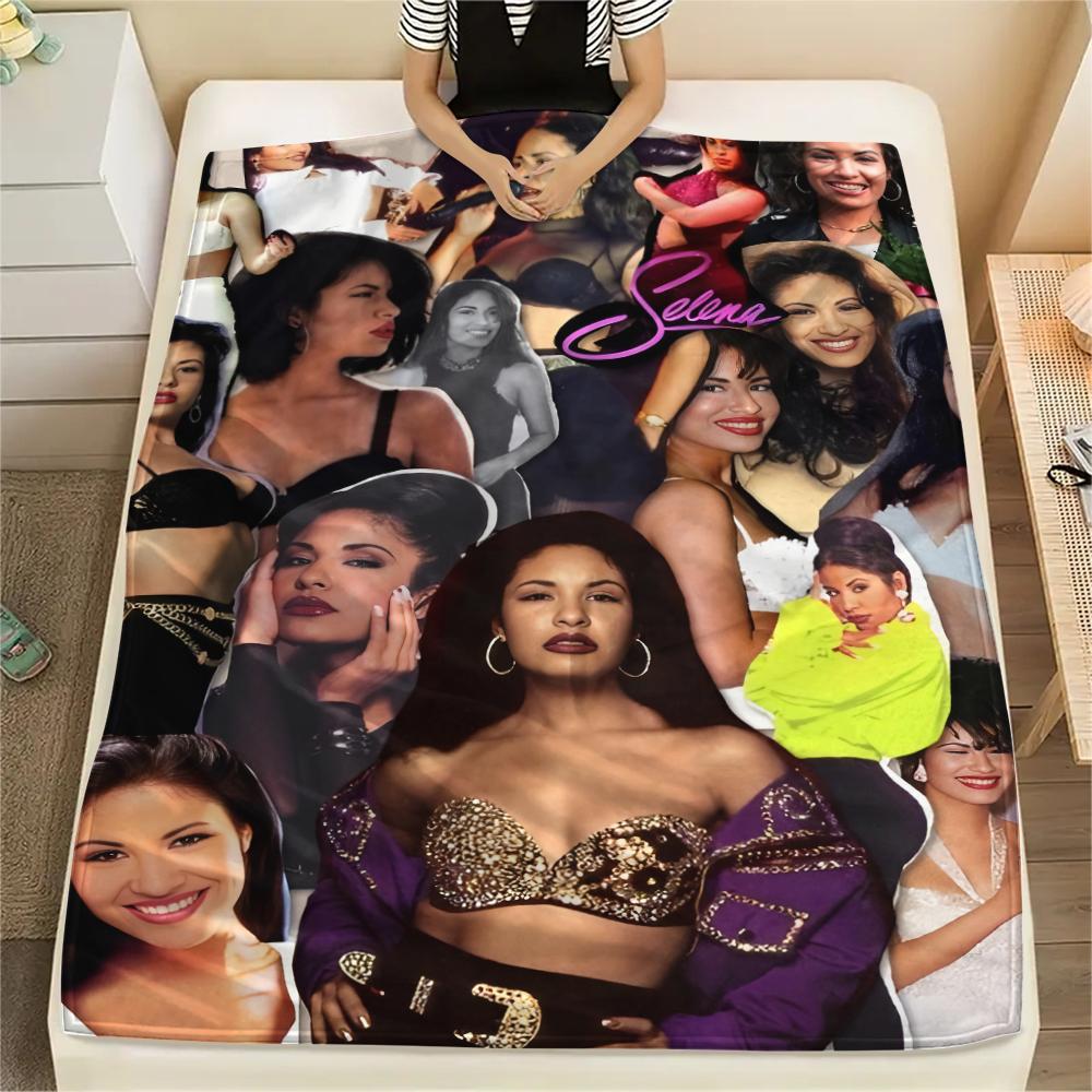 1 шт. Фланелевое одеяло с принтом Селены Кинтанилья, Высокое качество, Для всех сезонов, Декор для дома, Тепло и комфорт, Идеально для рождественских подарков 80cm x 120cm