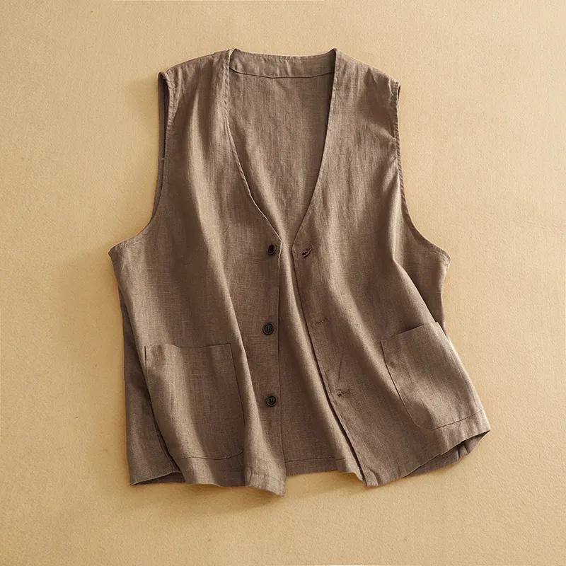 Vest for Women Versatile Sleeveless Lined Vest Casual Retro Loose Sleeveless Blazer Vest Top