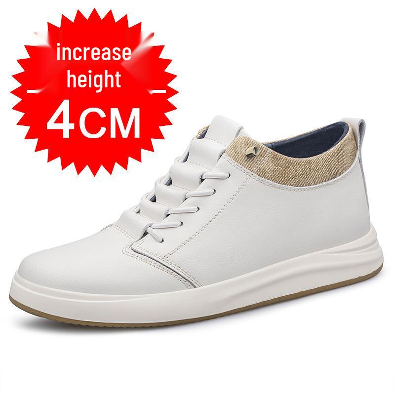 Men s Trendy Invisible Height Increasing Shoes - 8CM Thick Sole, White Casual Sports Board Shoes