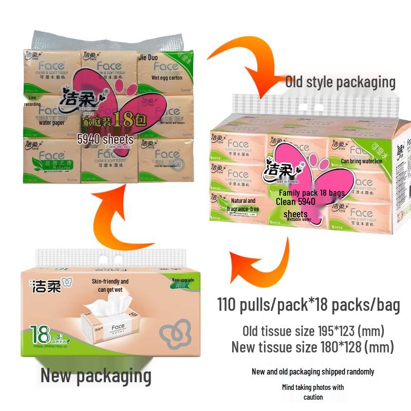 Jie Rou PR125 Pink Face Unscented 3-Ply Facial Tissues