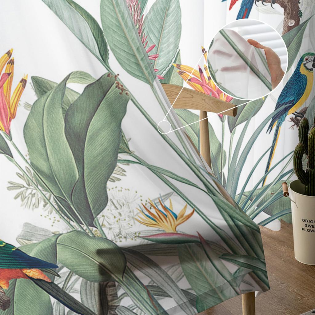 Garden Style Tropical Plants Tropical Flowers Sheer Curtains Bedroom Living Room Voile Window Curtains Tulle Curtains Kids Room