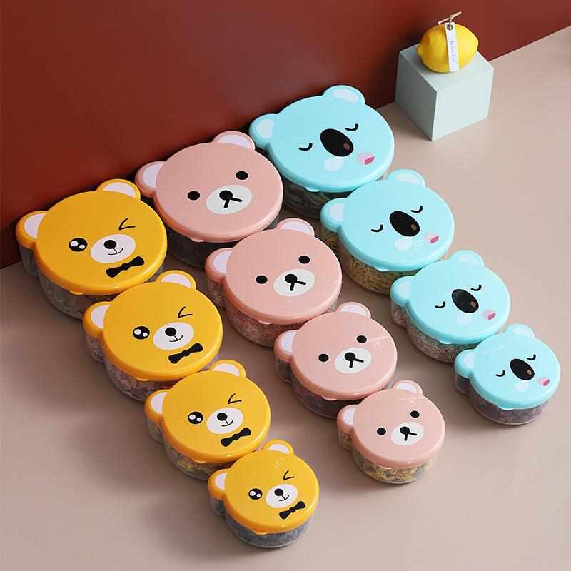 4pcs Children Cartoon Bento Box Cute Bear Lunch Box Outdoor Food Storage Box Kitchen Container Kids Student Microwave Lunch Box