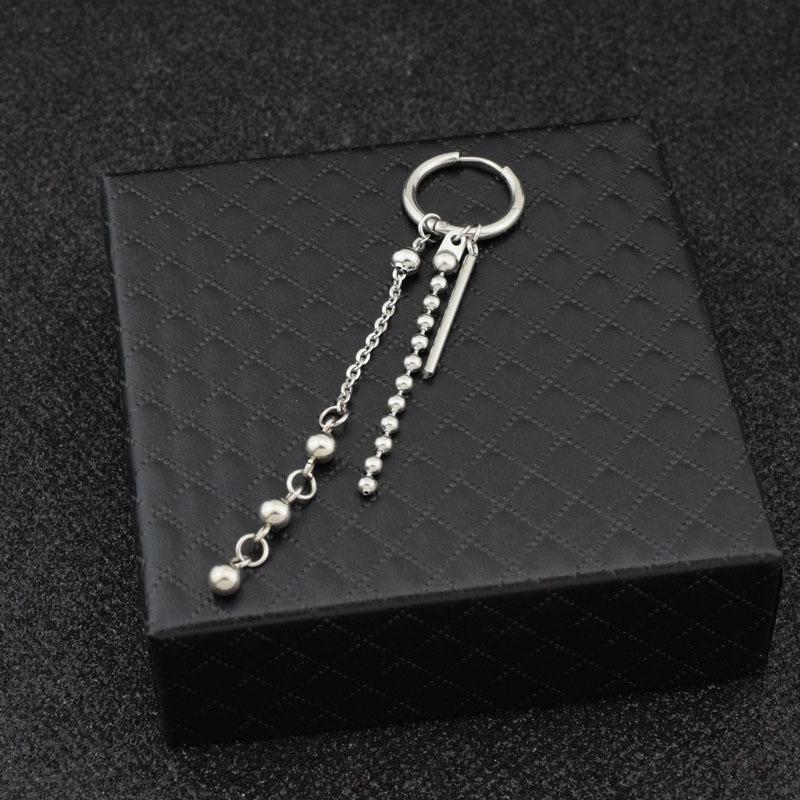 Bulletproof Small Group Park Zhimin with the Same Round Bead Chain Earrings, Non-fading Ears for Men and Women