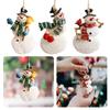Christmas Snowman Ornaments Miniatures Resin Snowman Figurines 3.7inch 3d Cute Snowman Christmas Tree Hanging Metal Vase Beads