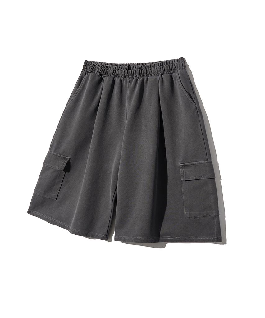 GAKKAI UNIONS One-Pleat Octave Pigment Bermuda Cargo Pants Charcoal
