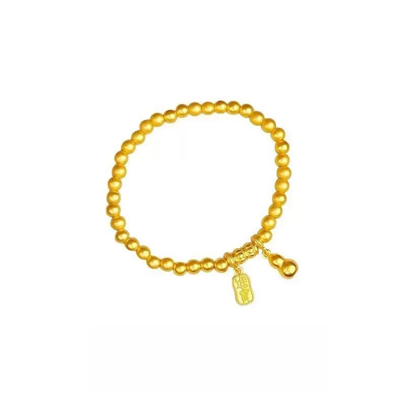 Gold-Plated Wealth Attracting Gourd Bracelet for Women - Handmade Chinese Style with Long-Lasting Color Retention
