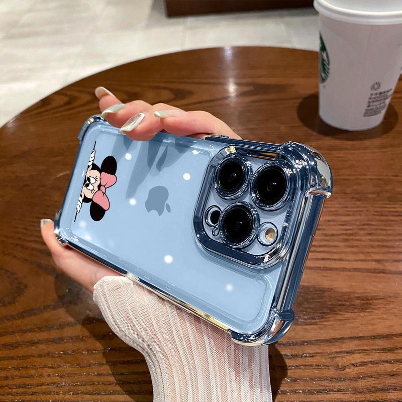 Applicable to Apple 11Pro mobile phone case iPhone11/11 four corners thickened transparent electroplating Minnie large airbag anti-drop