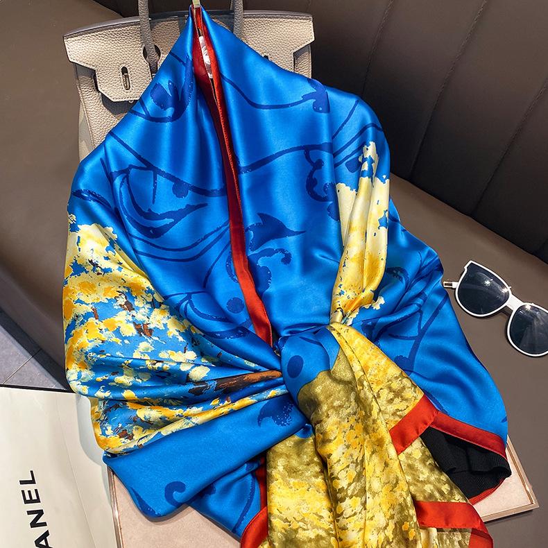 Luxury Brand Large Silk Scarf Women Fashion Print Shawls And Wrap Bufanda Foulard Female Beach Scarves Thin Soft Stoles Bandana