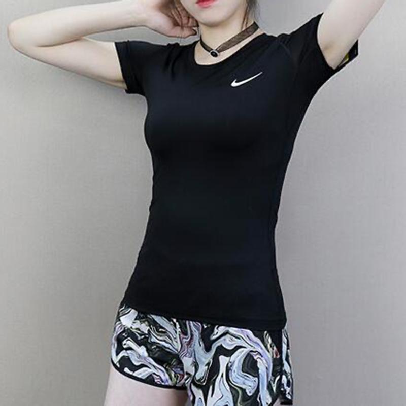 Nike Dri-Fit Pro Simple Casual Quick-Dry Round Neck Short Sleeve T-Shirt Women Tops Black 938717-010