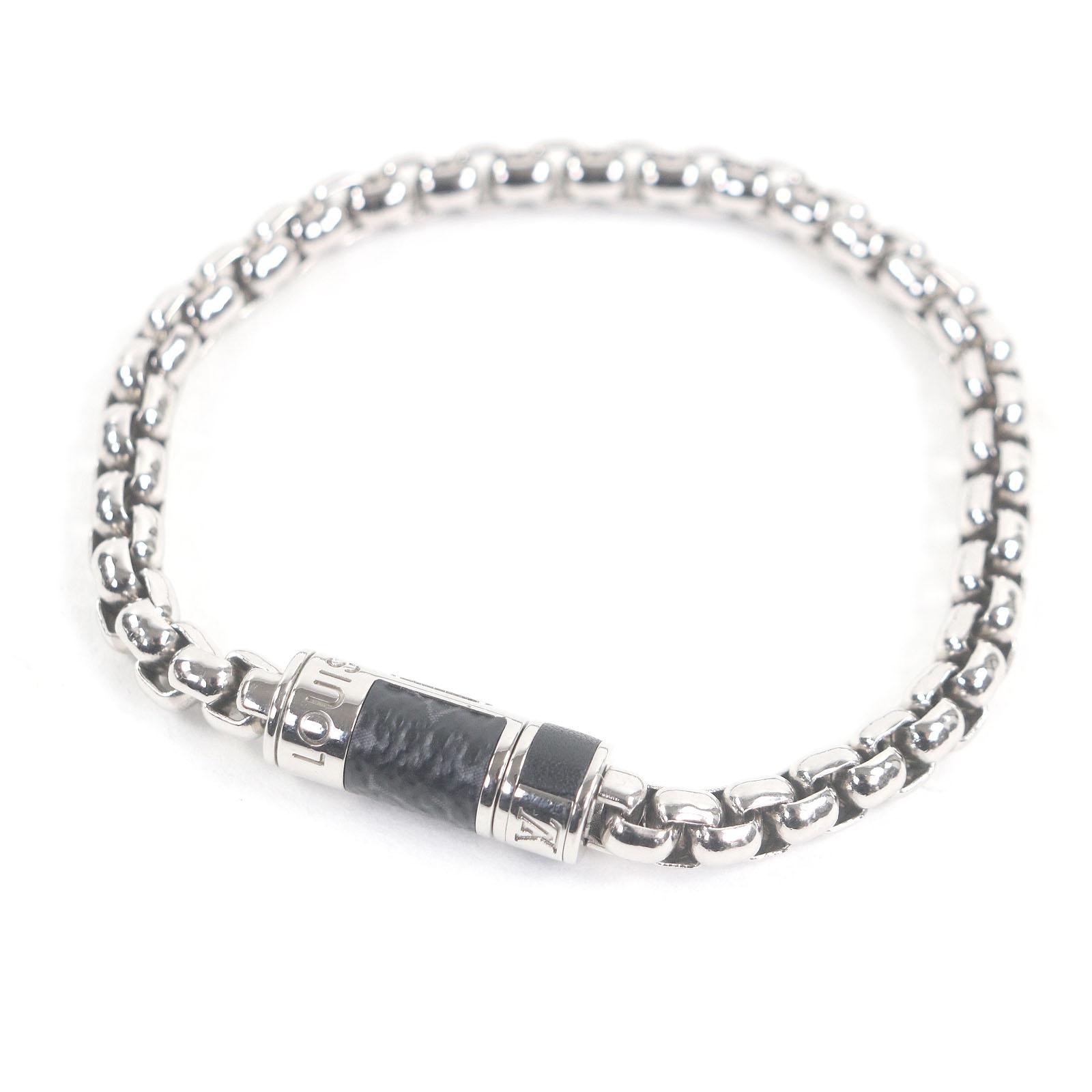 

Excellent LOUIS VUITTON bracelet Chain Monogram Eclipse Accessories Silver Used