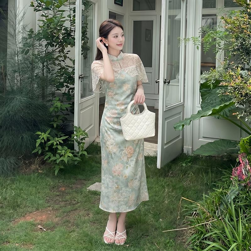 [Spot] Summer new fashionable versatile long dress, simple and high-end version, waist and thin women's dress