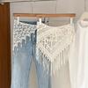 Böhmischer Fransen-Strick-Dreiecksschal Landhausstil Ethnischer Stil Häkelblumen-Schals Kleiderdekoration Weiß