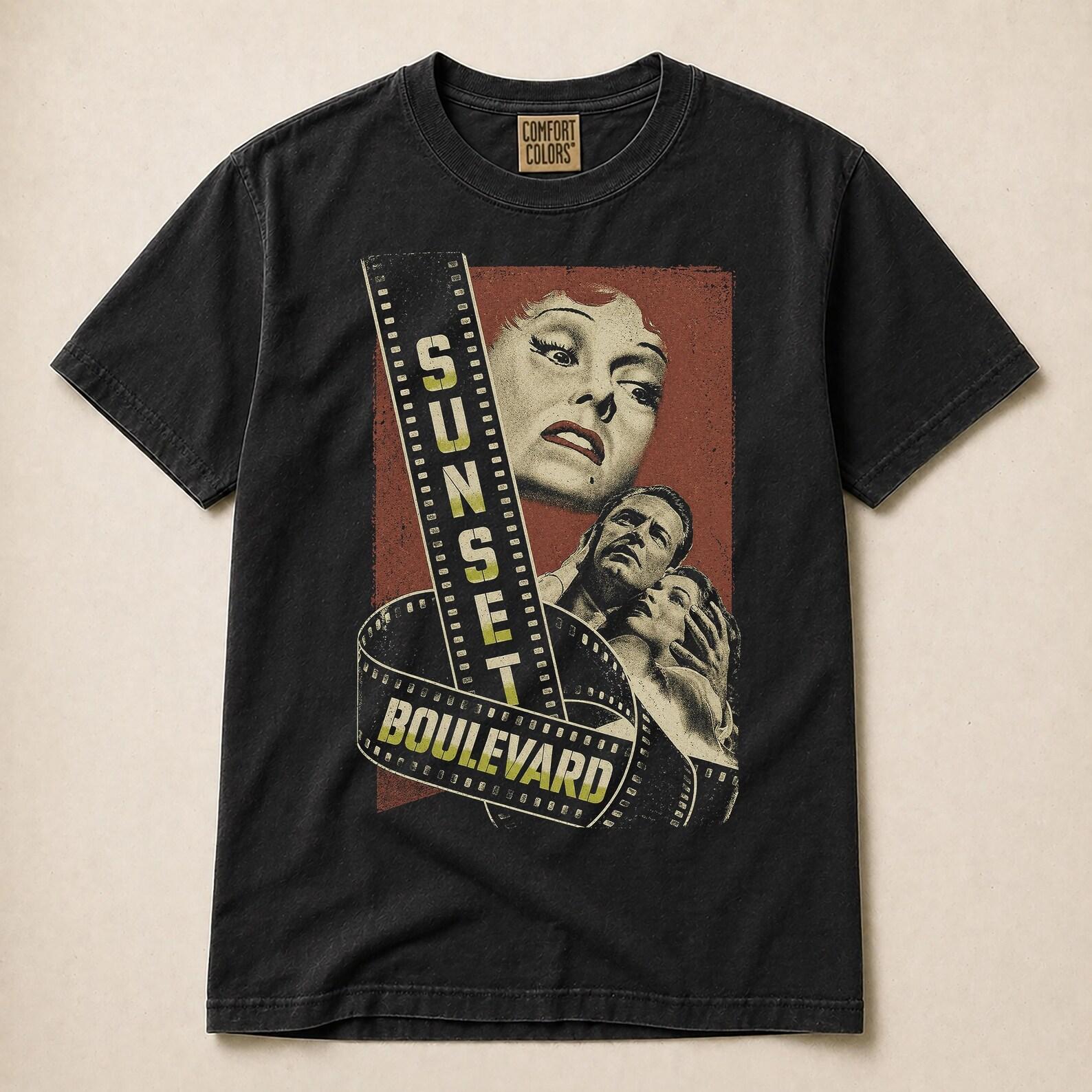 Sunset Boulevard T shirt, Vintage Film Noir Classic Movie Graphic Tee 3XL