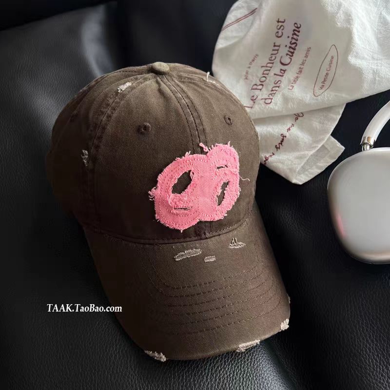 Fashion Hat Korean trendy brand ripped cap children American retro street deepening big head circumference showing face small baseball cap