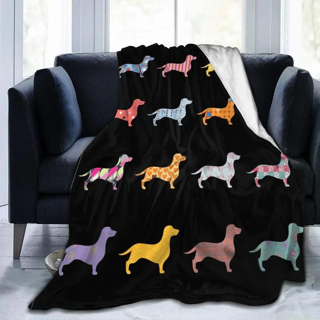Colorful Pug Dogs Funny Puppy Fuzzy Flannel Blanket Throw, Super Soft Lightweight Blanket Throw for Couch Chair Sofa,Bed Blanket