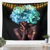 Kids Black White Wall Hanging Blanket for Boys Girls Teens Antique Victorian Baroque Wall Art Breathable Gothic Vintage Floral