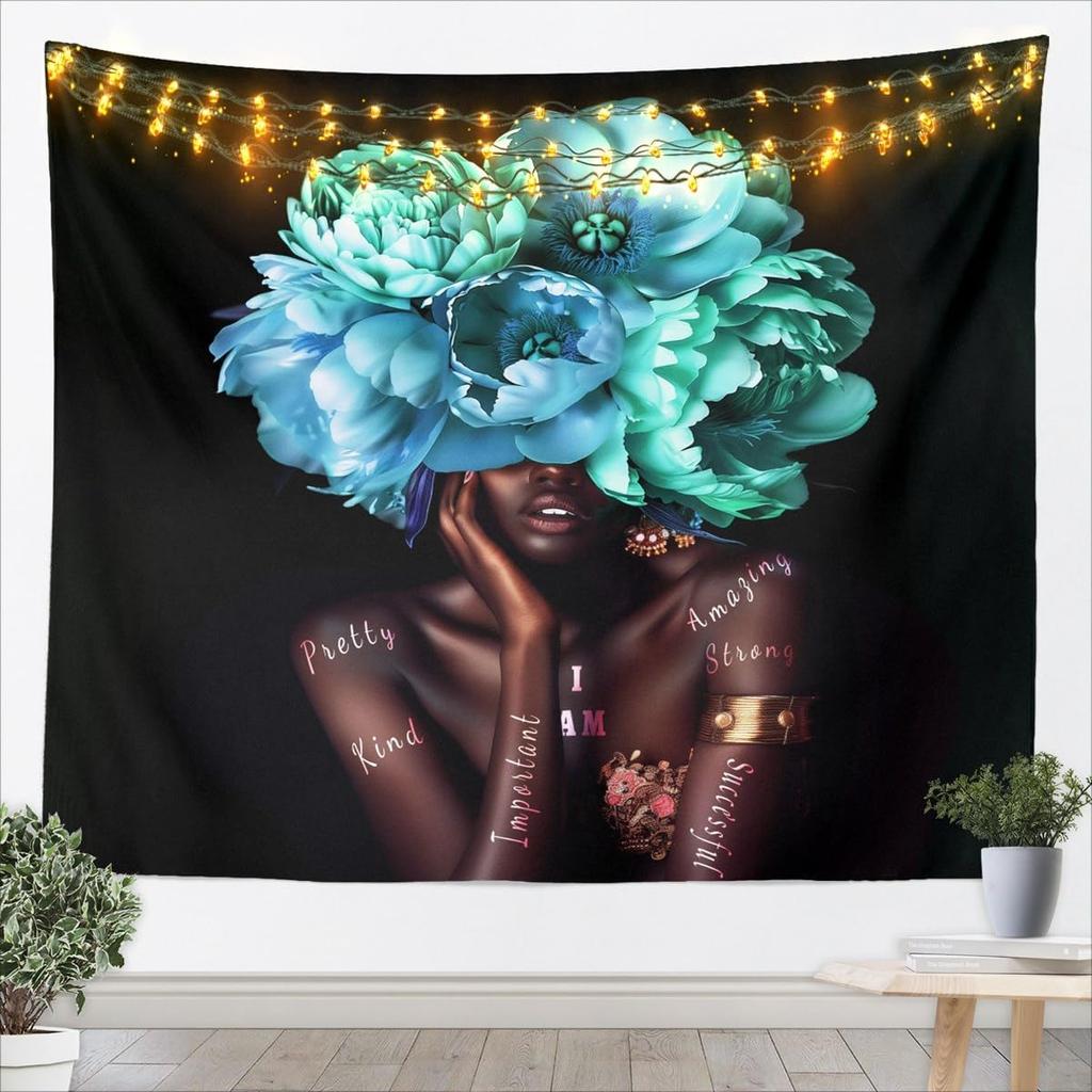 Kids Black White Wall Hanging Blanket for Boys Girls Teens Antique Victorian Baroque Wall Art Breathable Gothic Vintage Floral